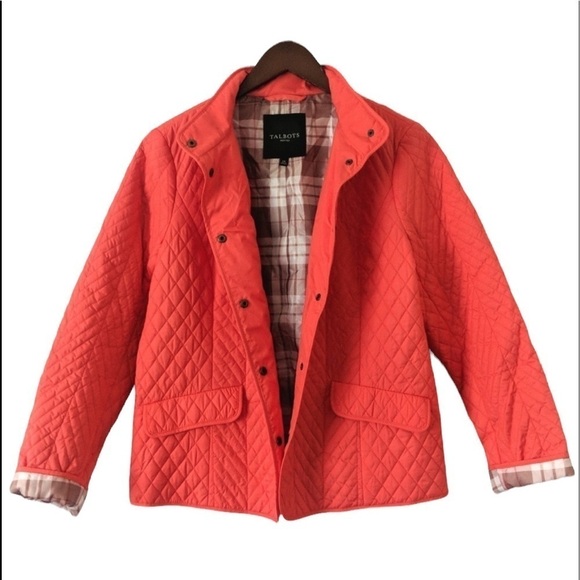 Talbots Petite Quilted Jacket Orange Size P Lightweight Fall Coat - Picture 2 of 5